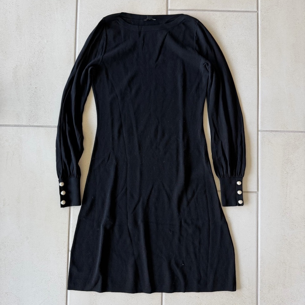 Ann Taylor Black Long Sleeve Dress with Button Cuffs - XS